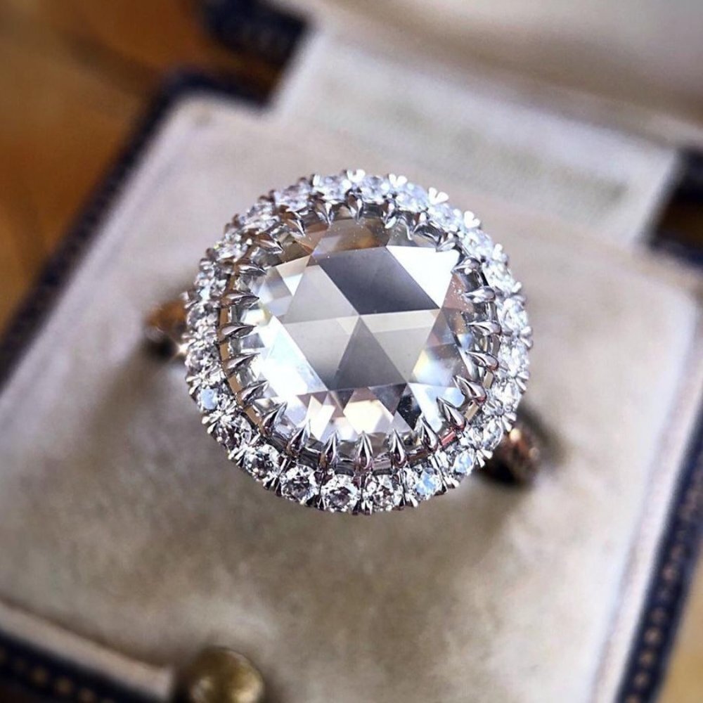 "Vintage Gemstone Sun Flower Cubic Carved Luxury Rings for Women, PD720 - Picture 5 of 6
